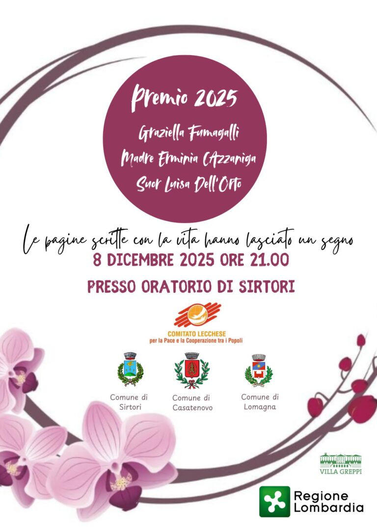 Cerimonia di premiazione dei vincitori del Premio per la pace Graziella Fumagalli, Madre Erminia Cazzaniga, Suor Luisa Dell’Orto – anno 2025