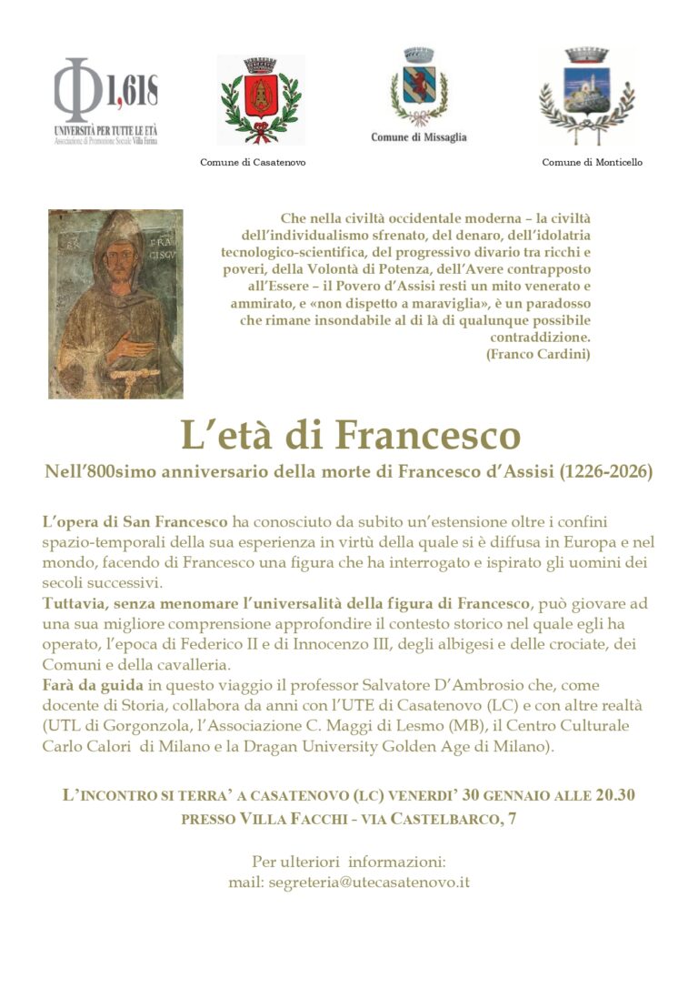 L’età di Francesco – Nell’800simo anniversario della morte di Francesco d’Assisi (1226-2026)