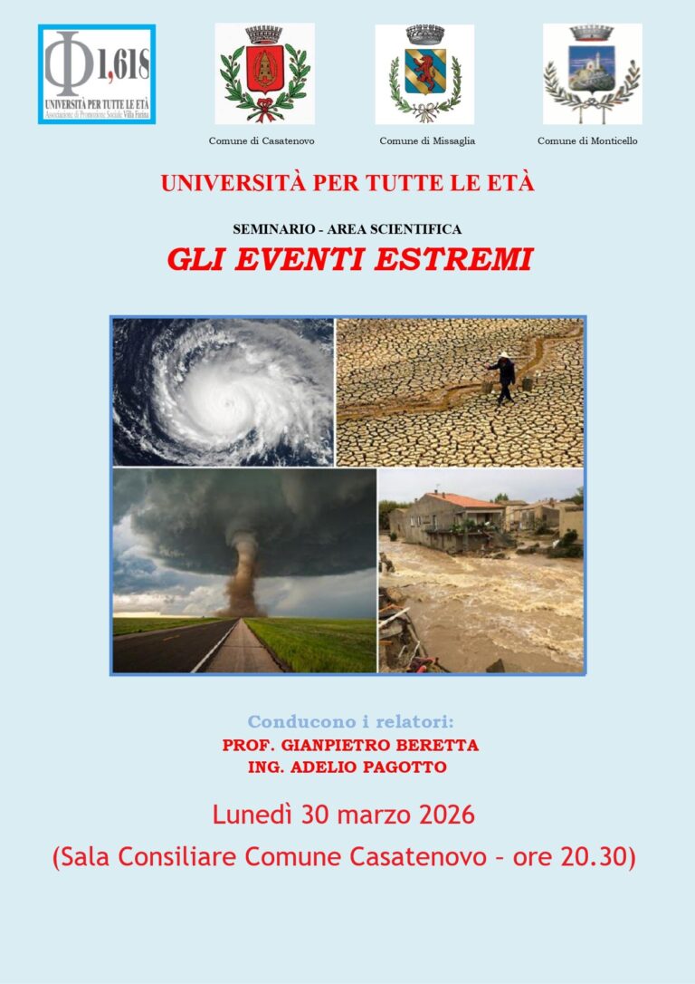 Seminario area scientifica “Gli Eventi Estremi” – 30 marzo 2026
