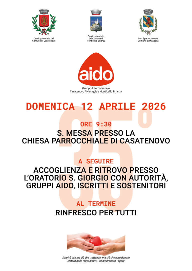 Celebrazione 35° anno della Fondazione del Gruppo Intercomunale A.I.D.O. di Casatenovo – Missaglia – Monticello