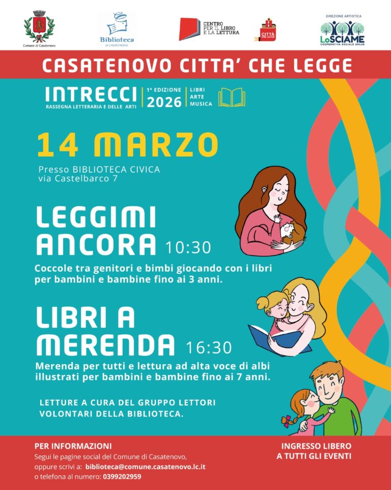 14 marzo – Intrecci. Libri, Arte, Musica – Rassegna letteraria e delle arti – Ti racconto una storia