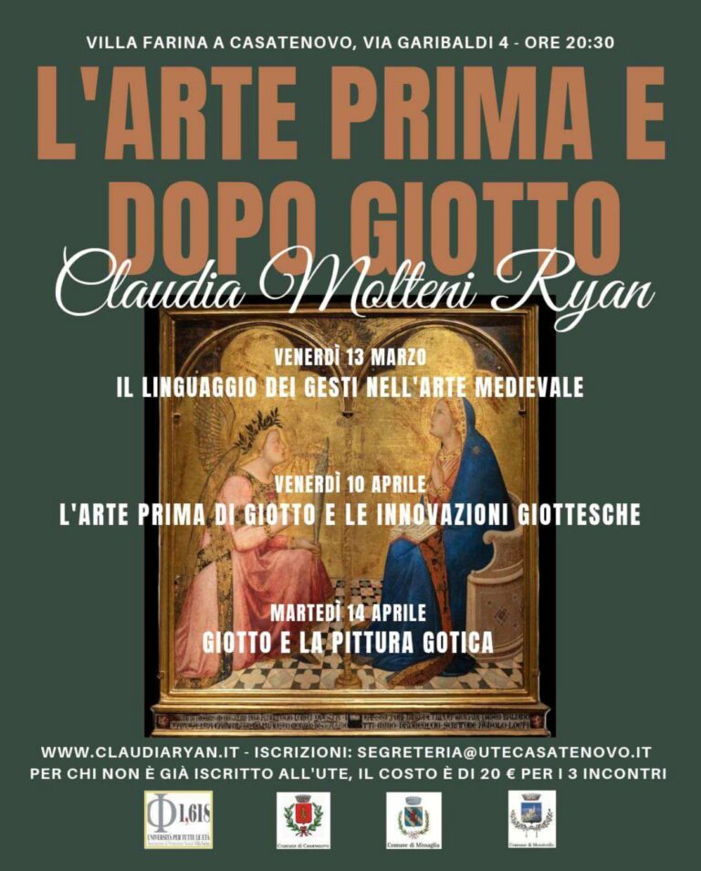 L’Arte prima e dopo Giotto – UTE Università per tutte le Età APS organizza una serie di incontri con Claudia Molteni Ryan