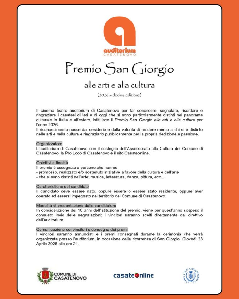 Cerimonia di premiazione “Premio San Giorgio alle arti e alla cultura 2026” – decima edizione