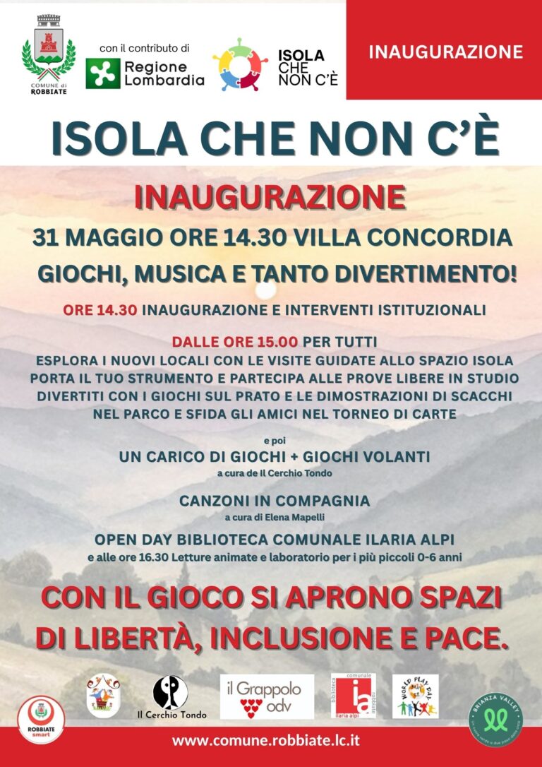 Inaugurazione Isola che non c’è – 31 maggio