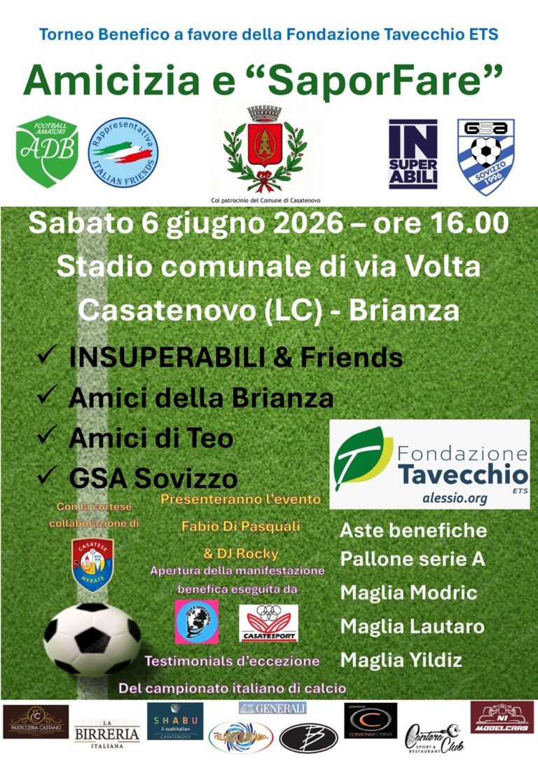 Amicizia e SaporFare – Torneo Benefico a favore della Fondazione Tavecchio Ets