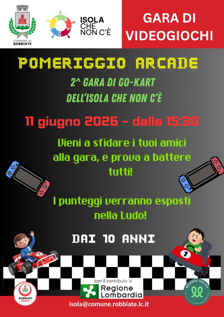 Pomeriggio Arcade – 2ª Gara di videogiochi al “Isola che non c’è” – Villa Concordia