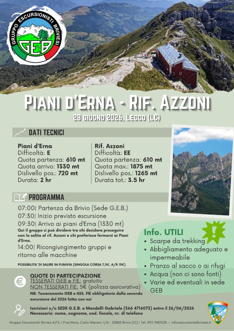 BRIVIO – PIANI D’ERNA – RIFUGIO AZZONI