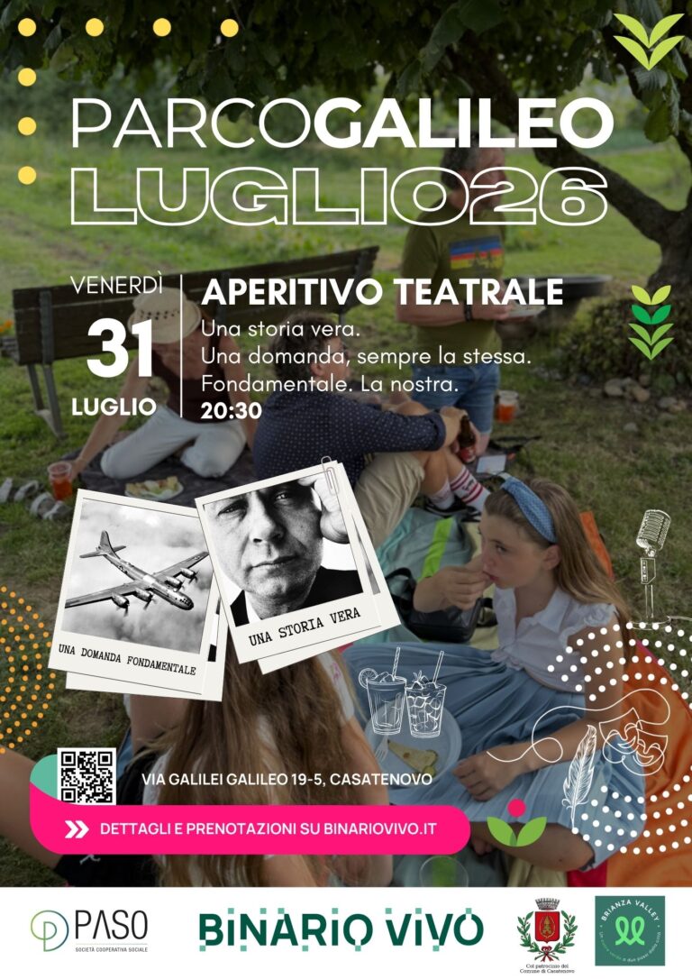 Eventi a Parco Galileo – 31 luglio – Aperitivo teatrale