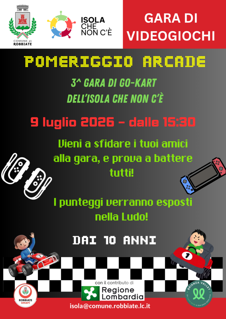 Pomeriggio Arcade – 3ª Gara di videogiochi al “Isola che non c’è” – Villa Concordia