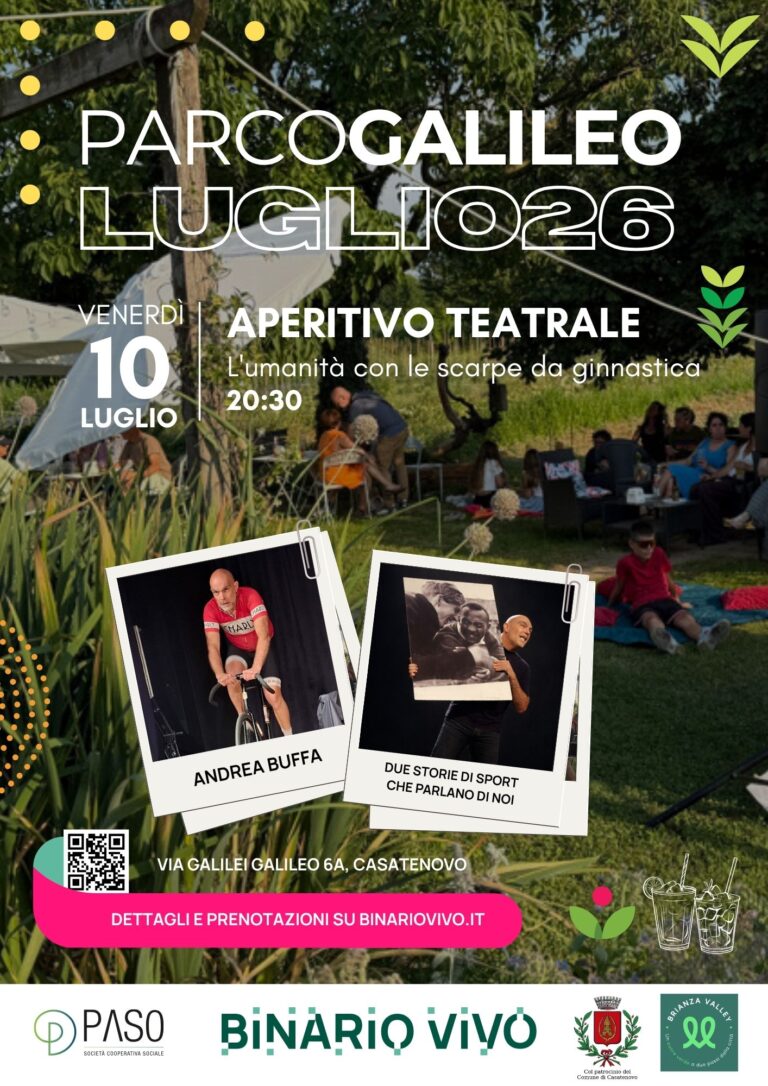 Eventi a Parco Galileo – 10 luglio – Aperitivo teatrale con Andrea Buffa