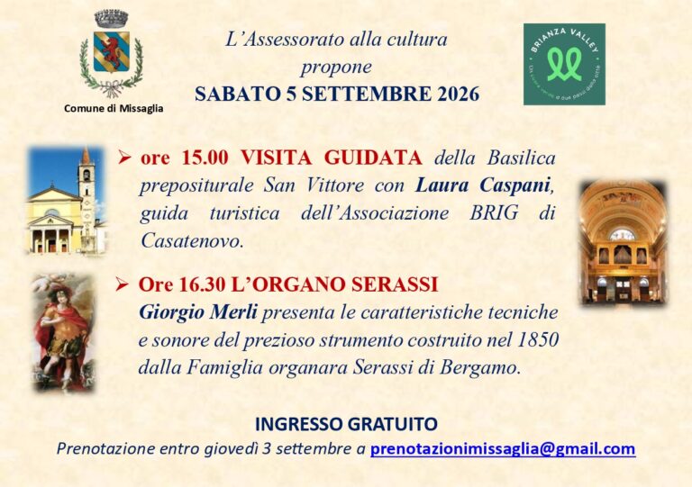 Visita guidata alla Basilica di San Vittore di Missaglia con l’organo Serassi