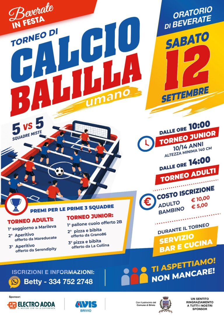BEVERATE – TORNEO DI CALCIO BALILLA UMANO