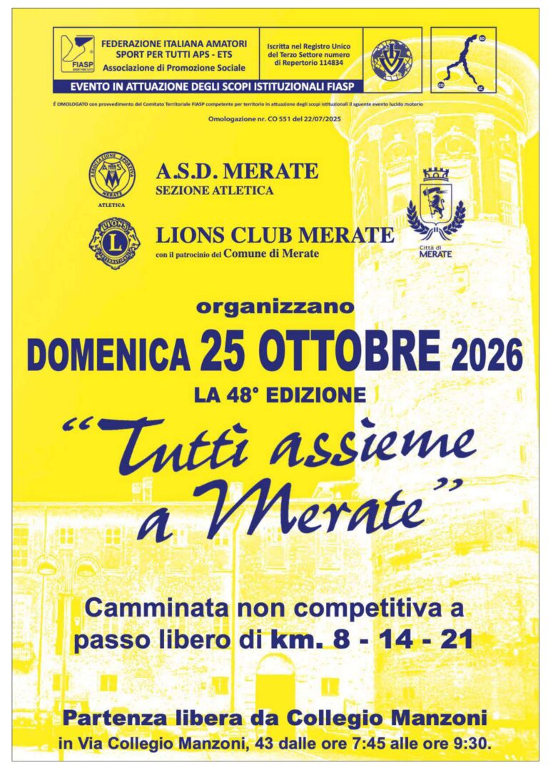 TUTTI ASSIEME A MERATE 25 OTTOBRE 2026